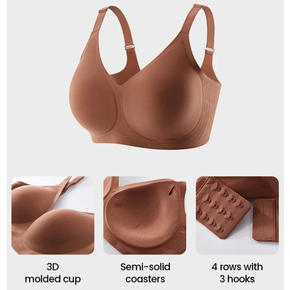 Shecurve Other - Viral Shecurve Seamless Soft Comfort Jelly Strip Wireless Bra 4XL Coffee Color